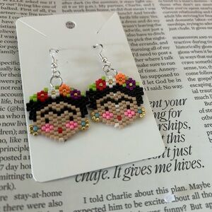Frida Kahlo Beaded Earrings